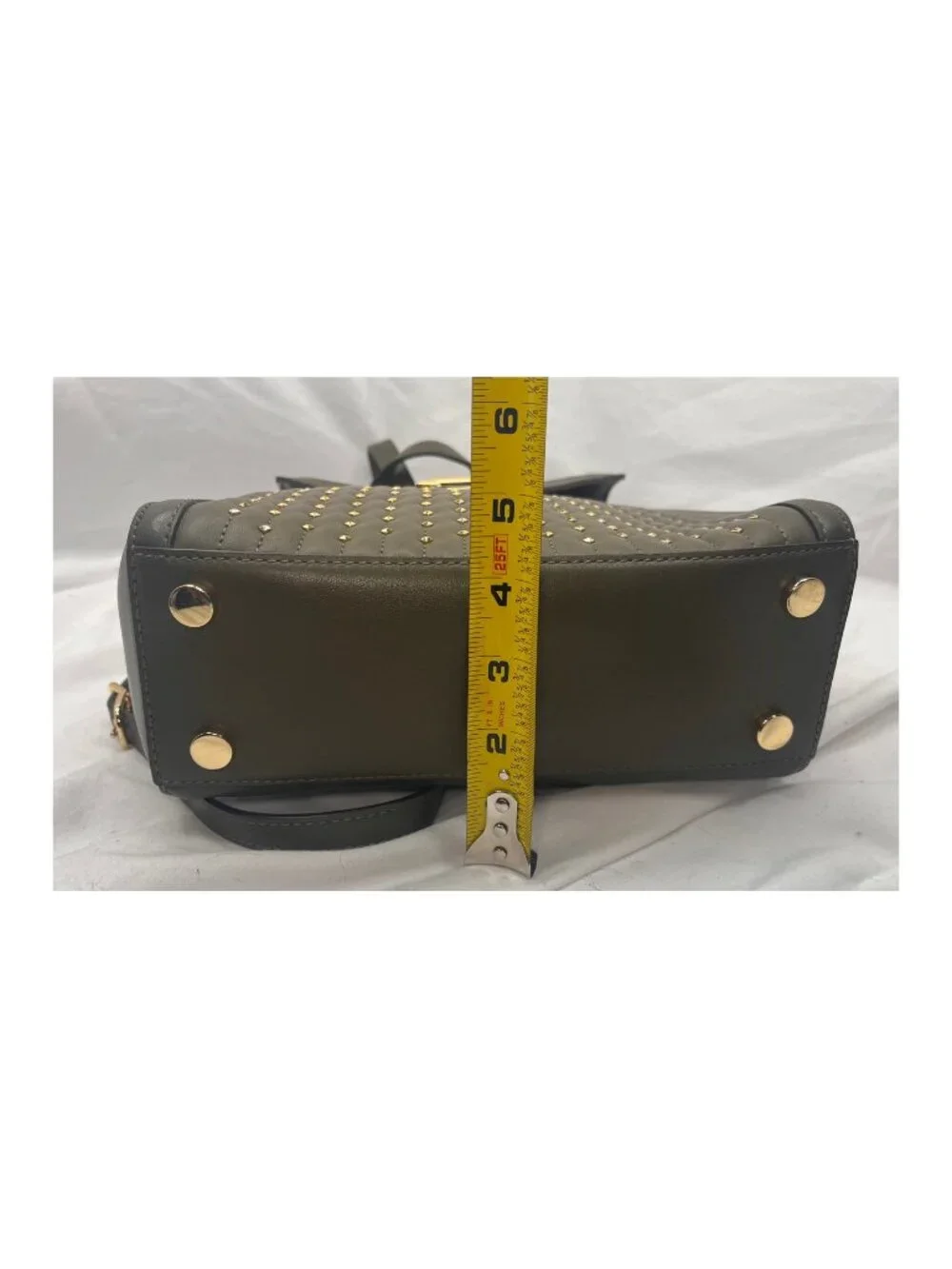 Michael Kors Whitney Studded Lamb Leather Backpack Olive Gold